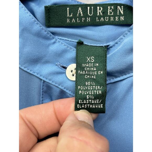 Lauren Ralph Lauren Womens Shirt XS Extra Small Pockets Button-Front Blue Flaw - Picture 8 of 8